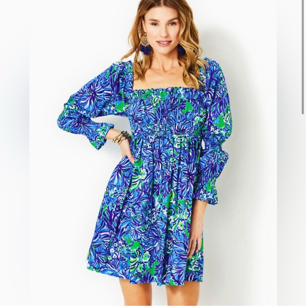 Lilly Pulitzer Blue and Green Floral Dress